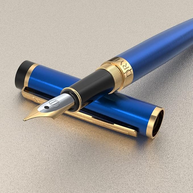 Dryden Designs Fountain Pen Medium Nib Gift Pouch - with 24 Ink Cartridges - MCM (Blue)