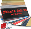 Custom Name Plate with Choice of Mounting for Walls, Doors, Cubicles, Hanging and More - Personalized Black Plastic Red Letters - USA Made 2x12 - B19