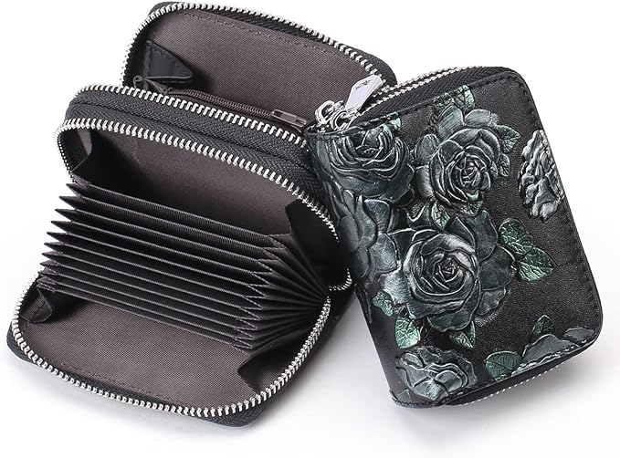 GOIACII Small Genuine Leather Wallet for Women, RFID Blocking Credit Card Holder Wallet