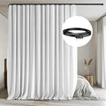MaKefeile Room Divider Curtains with Flexible Ceiling Tracks Set,Blackout Curtain Ceiling Mount Curtain Track Privacy Room Dividers Ceiling Track Curtain Rod(White Drape & Black Rail W 10 × H 8 FT)