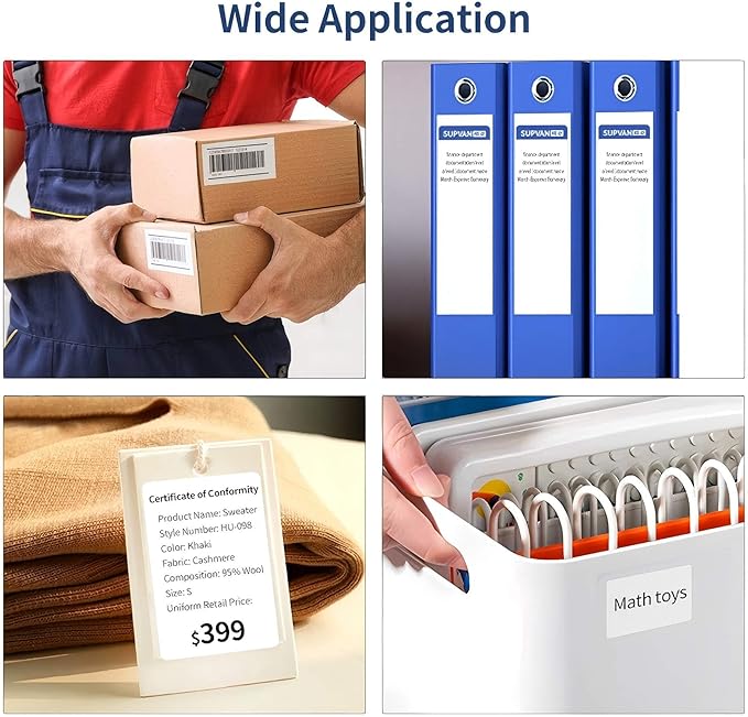 Risio Thermal Labels 2"x3.15"(50x80mm),80 Labels/Roll(5 Rolls),Waterproof, Oil-Resistant, Scratch-Resistant Thermal Label Paper,for Barcode/Address/Mailing/Logo/Business/Home