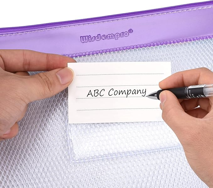 Zipper Pouch, Wisdompro 4 Packs Durable Letter Size Waterproof Mesh File Bag, Document Organizer - Purple