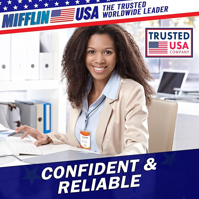 Mifflin-USA Large (L) Vertical ID Badge Holders (Clear, 3x4 inch, 250 Pack), Plastic Nametag Covers with Zipper, Name Tag Holder