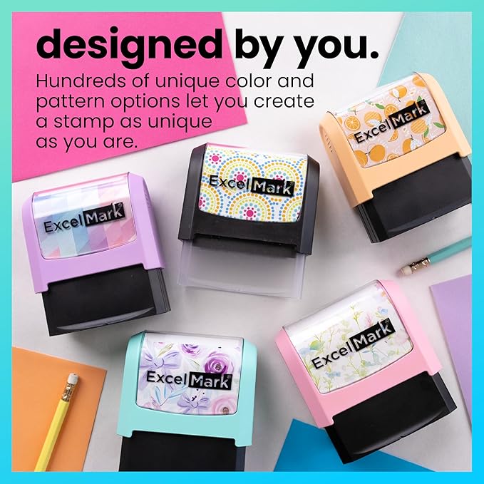 ExcelMark Address Stamp - Custom Return Address Stamp with Elegant Designs, Vibrant Colors & Patterns – Perfect for Mail, Invitations & Gifts (Seafoam Mount, Everyday Elegance)