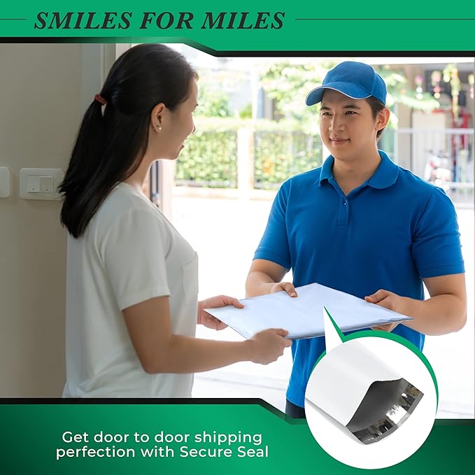 100 Pack Secure Seal White Poly Mailers Shipping Bags - Safe Shipping with 5x7Mailers Poly Bags - E-Commerce Poly Bags for Shipping - Self Sealing 2 Mil Poly Shipping Envelopes