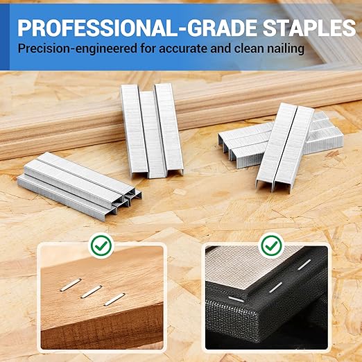 meite JT21 Staples, 3/8 Inch Galvanized Fine Wire Staples for Staple Gun - 7/16" Crown JT21 Staple Refill, Ideal for Upholstery, Crafts, Furniture (5 Packs)