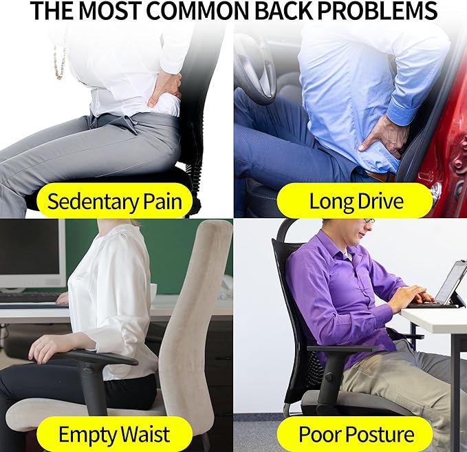 Lumbar Support Pillow for Office Chair,Memory Foam Back Lumbar Support Pillow,Relieve Back Pain,3D Breathable Fabric&Shoulder Strap Fixation,Back Support for Office Chair/Wheelchair/Car(Black)