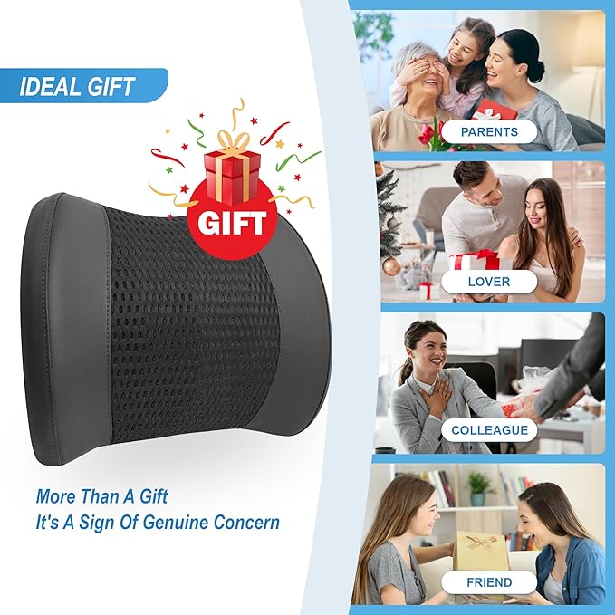 Lofty Aim Memory Foam Lumbar Support Cushion Relieves Lower Back Pain Car Seat Office Chair and Wheelchair Back Pillow with Breathable 4D Mesh Black