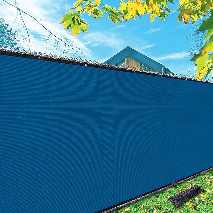 iCover 4x25ft Privacy Screen Fence, Outdoor Fencing Panels, Garden Windscreen Mesh Shade Sail Net Barrier, Include Reinforced Bindings and Brass Grommets Cable Zip Ties, Blue