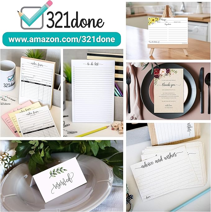321Done Meal Planning Notepad - 50 Sheets (5.5x8.5) Perforated Weekly Meals Planner Shopping List Menu Groceries Grocery List, Tear Off Memo Pad - Made in USA - Monday Start