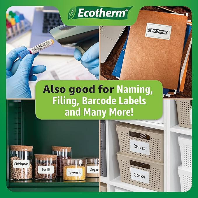 4" x 6.5" Thermal Labels | 6 Rolls | 2280 Labels | fits Zebra, Munbyn, Rollo, Godex, Arkscan, iDPRT, Offnova Thermal Label Printers and More | Blank White Adhesive Stickers by Ecotherm