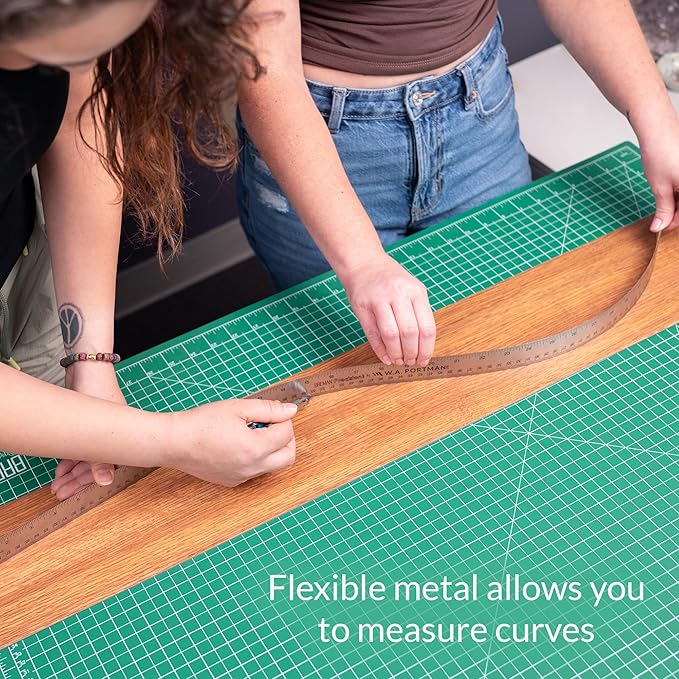 Breman Precision Metal Ruler 24 Inch Cork Back – Stainless Steel Straight Edge, Flexible Non-Slip 24 Inch Metal Ruler with Cork Backing – Imperial & Metric for Crafting, School, Workshop & Home Use