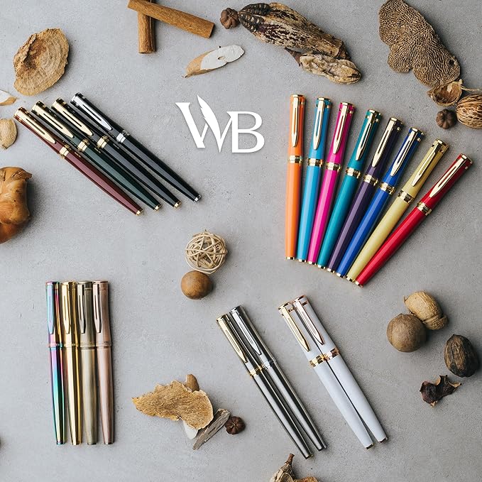 Wordsworth & Black Fountain Pen Set, Medium Nib, Includes 24 Ink Cartridges and Ink Refill Converter, Gift Case, Journaling, Calligraphy, Smooth Writing Pens [Crimson Red], Perfect for Men and Women