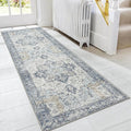 GENIMO Runner Rug 2x7, Machine Washable, Non Slip Vintage Hallway Runner Rug, Low Pile Lightweight Rugs for Entryway, Hallway, Corridor and Kitchen, Blue