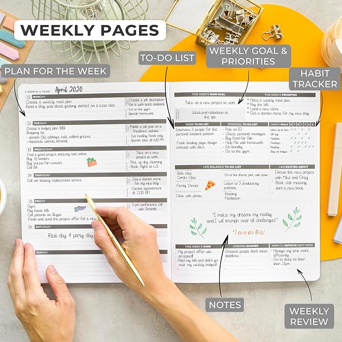 Clever Fox Planner PRO – Weekly & Monthly Life Planner to Increase Productivity, Time Management and Hit Your Goals, 8.5x11″ (Gray)