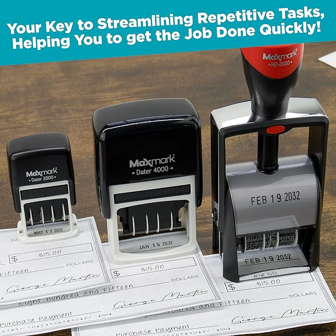 MaxMark 2000 Dater Self Inking Date Stamp - Red