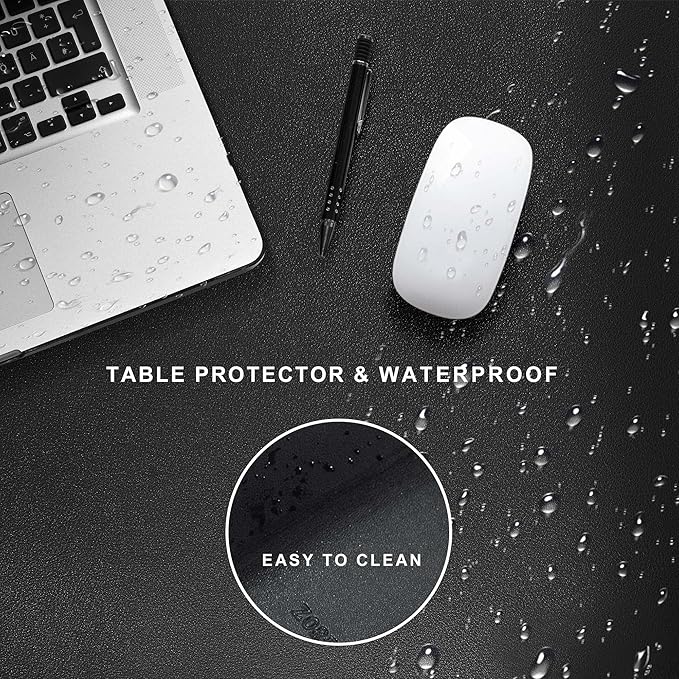 ZORESYN Desk Pad 74.8x19.7inch, Large Mouse pad Desk Mat, Waterproof PU Leather Desk Blotter Protector Desk Accessories with Non Slip Base for Home Office (Black)