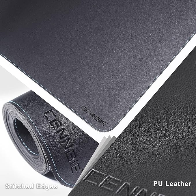 CENNBIE Leather Desk Mat Protector, XXL 74.8" x 31.4" Extra Large Leather Office Desk Pad Mat for Full Desk, Computer Desk Mat on top of desks - Oversized Large Mouse Pad (Black)