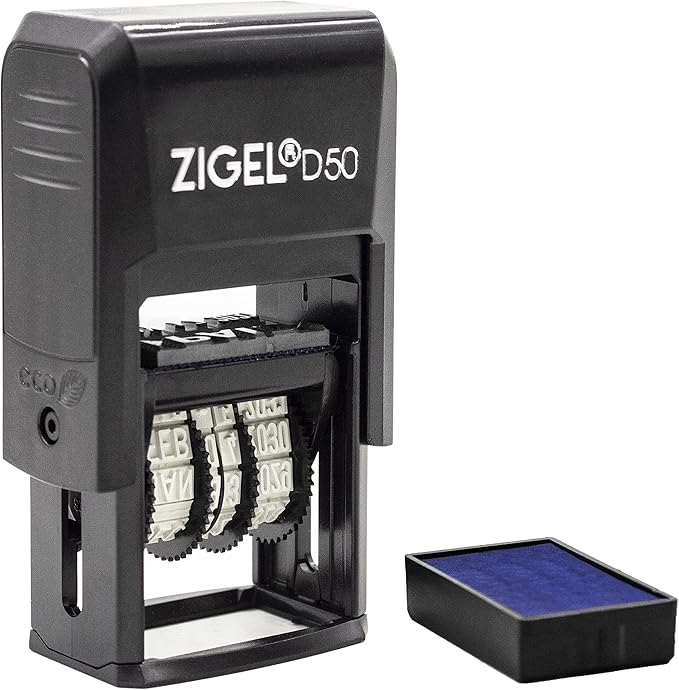ZIGEL D50 Date Stamp with Received - Self Inking Date Stamp - Blue
