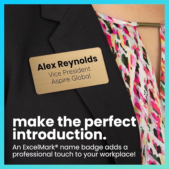 ExcelMark Custom Name Tag - Engraved Name Badge with Pin or Magnetic Backing, 16 Colors, 6 Fonts, and 2 Sizes to Choose from (Red w/White Letters, 1.5"x 3")