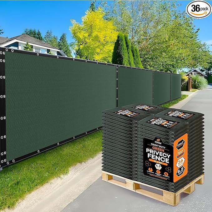Xpose Safety Privacy Fence Screen 8’ x 50’ (36 Pack) – Bulk Half Pallet – Heavy Duty Green Mesh with 90% Visibility Block, UV Protection – for Garden, Yard, Nursery, Kennel, Dog Run, Greenhouse
