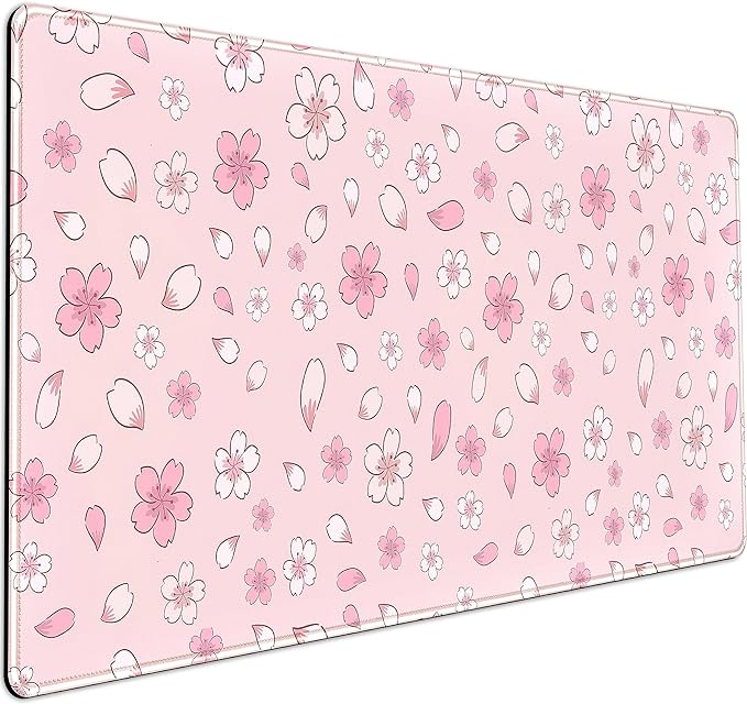 LuckyCow Pink Cherry Blossom Large Mouse Pad XXL 31.5''x15.7'', Pastel Anime Aesthetics Desk Pad Keyboard Mat Big Gaming Deskmat, Extended Mousepad Desk Accessories for Women Office Decor