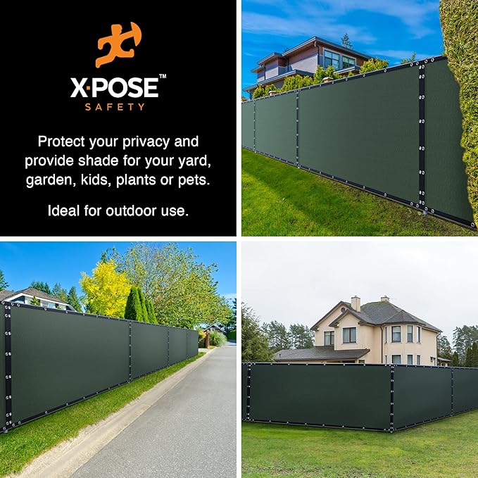 Xpose Safety Privacy Fence Screen 5’ x 50’ – Heavy Duty Green Mesh with 90% Visibility Block, UV Protection – for Garden, Yard, Nursery, Kennel, Dog Run, Greenhouse