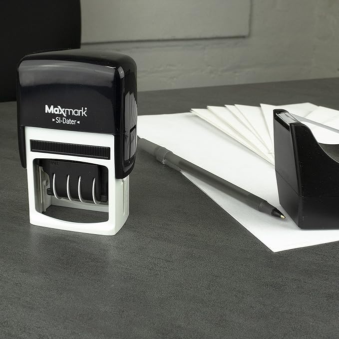 MaxMark Office Self Inking Date Stamp with Phrase Denied - Black Ink