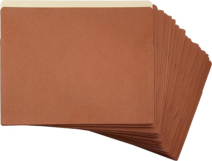 Amazon Basics Expanding File Folder Organizer with Pockets, Letter Size, 3.5-Inch Expansion, 25-Pack, 9.5 x 11.75 Inches, Brown